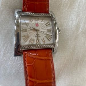 MICHELE WATCH 71-7000 MW2 LARGE WOMENS DIAMOND BEZEL STAINLESS STEEL WATCH